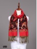 Butterfly Print Pashmina W/ Golden Threads & Tassels